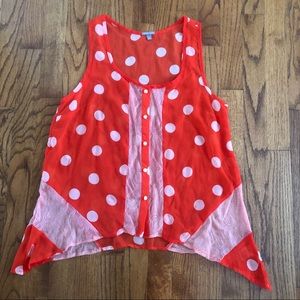Charlotte Russe Orange Pink Polka Dot Blouse Small